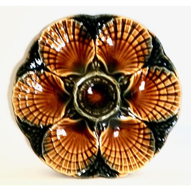 De Sarreguemines French Faience Sarreguemines Oyster Plate For Sale - Image 4 of 9