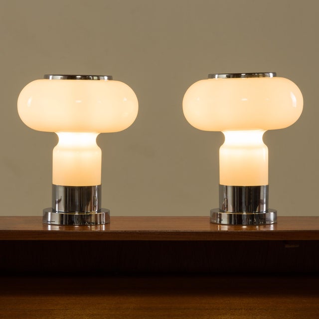 Space Age Murano Glass Table Lamps from Guzzini, Italy, 1970s, Set of 2 For Sale - Image 9 of 9