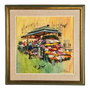 Flower Stall, Union Square, s.f., Signed by Amado González, Circa 1970