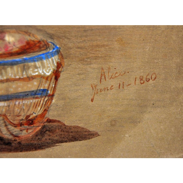 Queen Victoria's Daughter, HRH Princess Alice Maud Mary, Long Life and Happiness, Watercolour Painting, 1860 For Sale - Image 4 of 18