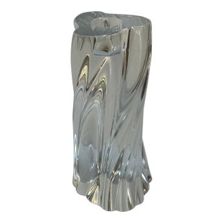 Baccarat France Signed Single Light Swirl Candlestick 6: High Crystal Ode;lon Line For Sale