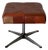 Square Brown Leather Ottoman With Chrome Base Vintage Mid-Century Modern 1970s For Sale