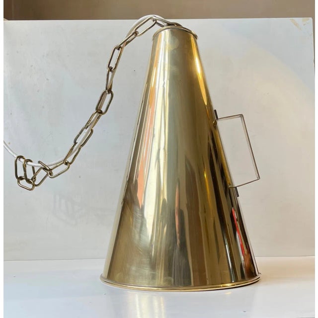 Vintage Nautical Brass Megaphone Pendant Lamp, 1970s For Sale - Image 10 of 10