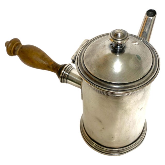 Wood Early 20th Century Christofle Silverplate Chocolate Pot French Coffee Teapot Metal Blanc For Sale - Image 7 of 16