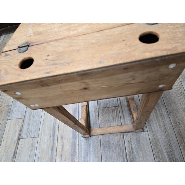Antique Primitive Early American Slant-Top Child's School Desk For Sale - Image 4 of 12