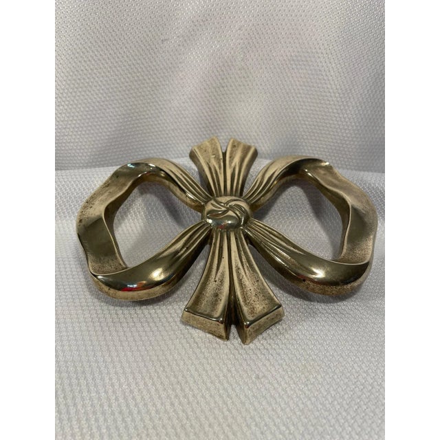 French Vintage Solid Brass Bow Trivet or Wall Decor For Sale - Image 3 of 12