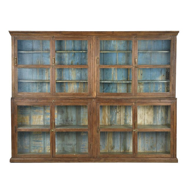 Large Patinated Solid Wood Bookcase For Sale - Image 9 of 9