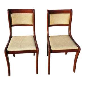 Mid 20th Century Pair of Tell City Chair Co. Duncan Phyfe Mahogany Finish and Vinyl Upholstered Side Chairs