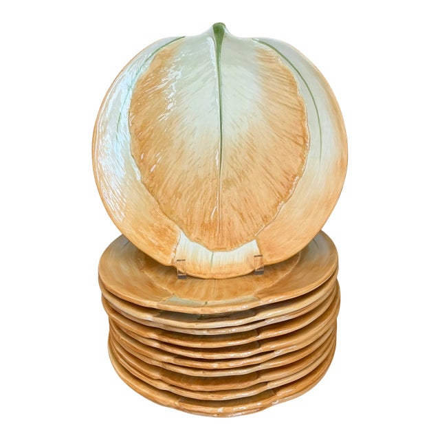 Vintage Italian Botanical Ceramic Dinner Plates - Set of 12 For Sale