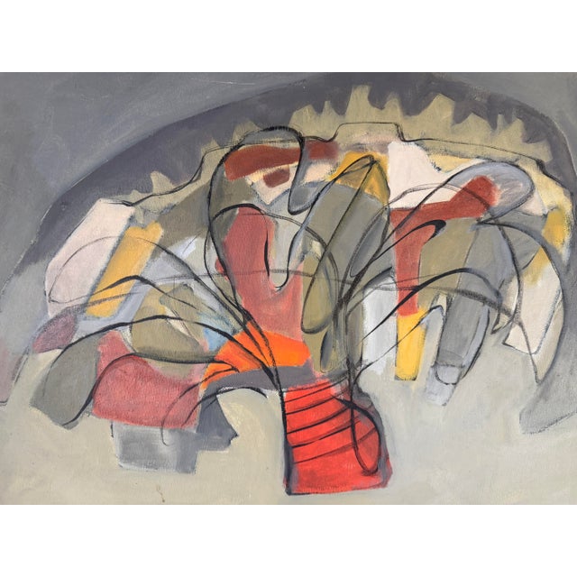 1970s C. Jackson Expressionist Abstract Oil on Canvas Painting – Signed, Unframed For Sale - Image 4 of 12