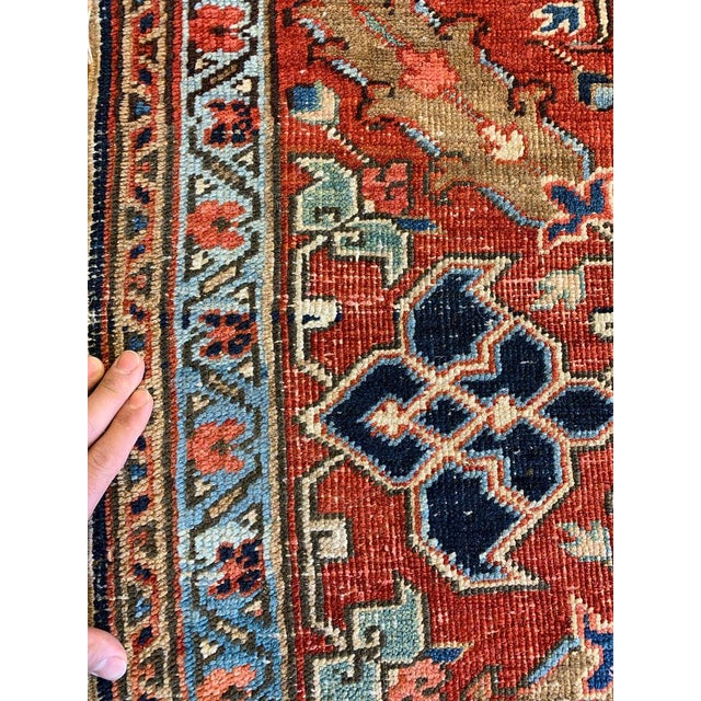 Persian Antique Persian Heriz DREAM in Rare Lattice Design Rug 9.2 x 11.6 For Sale - Image 3 of 11
