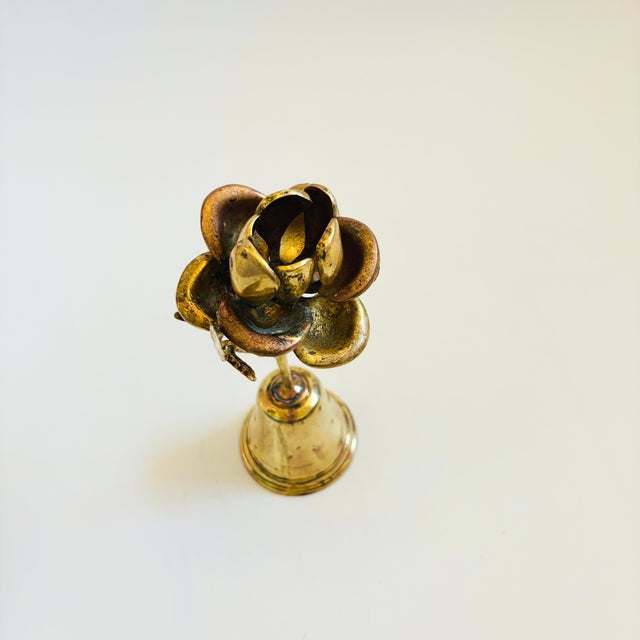 Vintage Brass Flower Bell For Sale - Image 4 of 12