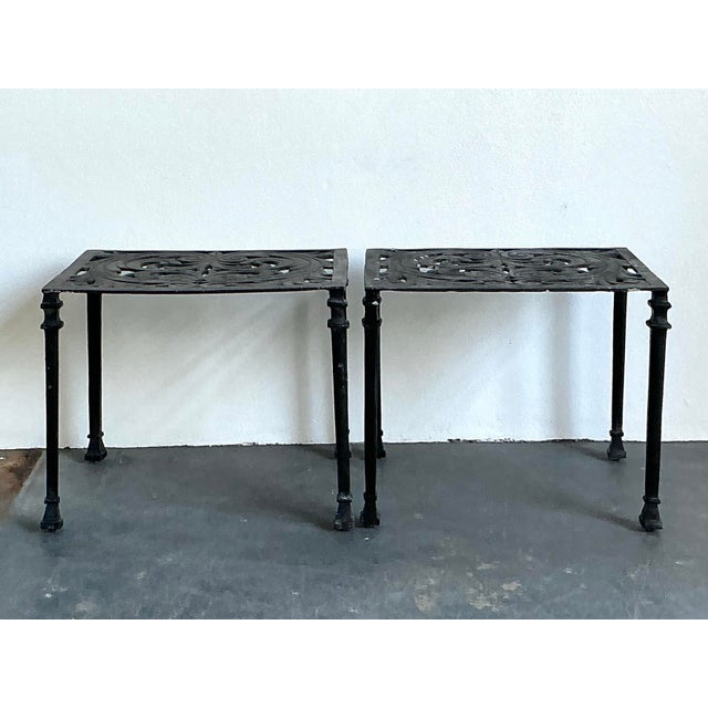Vintage Wrought Iron Side Tables - A Pair For Sale - Image 9 of 12