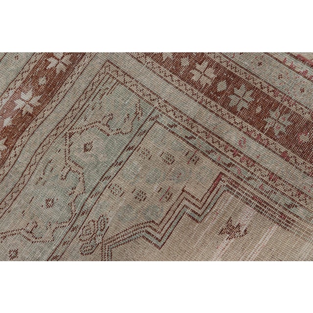 Vintage Turkish Oushak Rug With Medallion Design in Taupe, Light Green, & Brown For Sale - Image 10 of 10