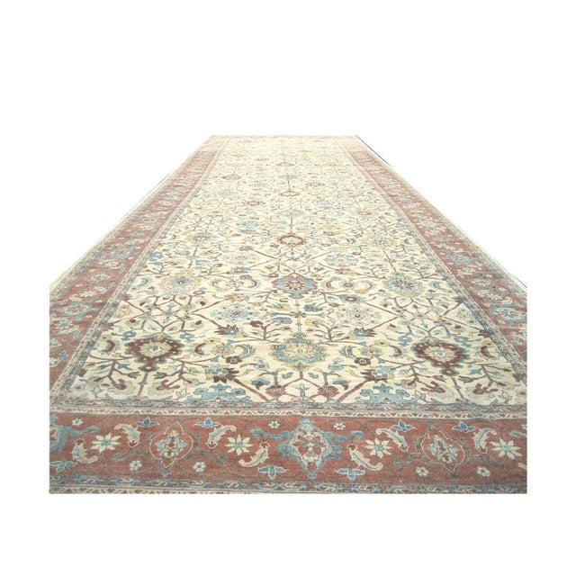Early 21st Century Persian Sultanabad Masters Wool 11x35 Rust, Light Blue & Ivory Handmade Area Rug #1141201 For Sale - Image 5 of 8