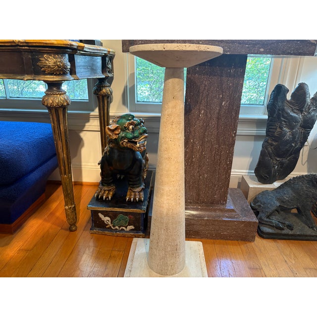 1970s Italian Modern Travertine Pedestal by Angelo Mangiarotti For Sale - Image 5 of 11