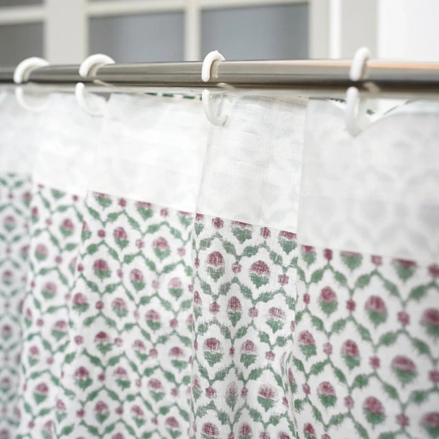 Modern Shehnaz Handcrafted Block Print Curtain in Viscose Coloured Linen Elegant Design Size-54"Wx29"L For Sale - Image 3 of 6