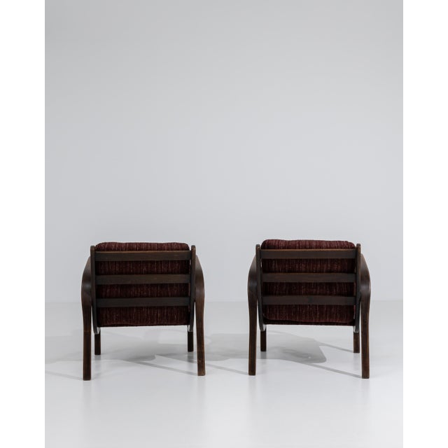 Pair of Mid-Century Bentwood Upholstered Armchairs by Kozelka And Kropacek H-237 For Sale - Image 12 of 15
