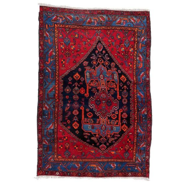 1950s Handmade Vintage Persian Hamadan Rug For Sale - Image 13 of 13