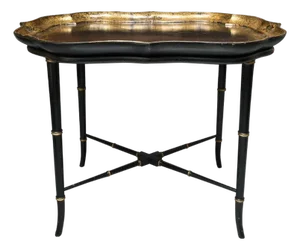 19th Century English Victorian Papier Mâché Tray on Later Stand