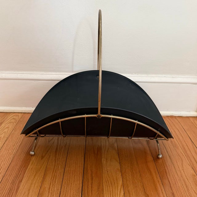 Mid 20th Century Midcentury Tole and Brass Footed Log Holder For Sale - Image 5 of 8