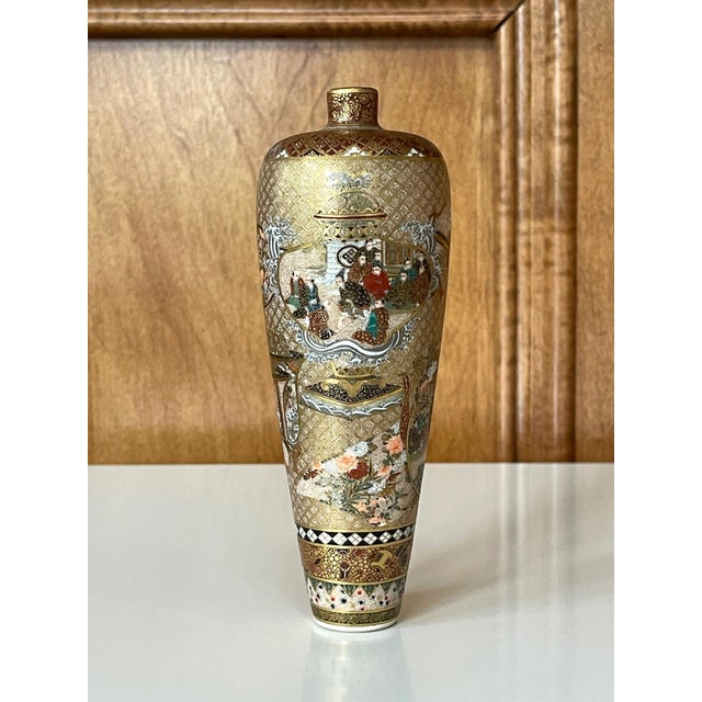 A miniature vase in elegant upright form reminiscent of the Chinese imperial Willow Leaf form made by Japanese studio...