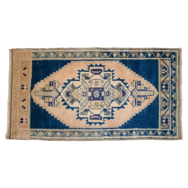 1970s 1970s Hand Knotted Turkish Rug, Door Mat, Entryway Rug, Bath Mat, Kitchen Decor, Small Rug - 22″ × 42″ For Sale - Image 5 of 13