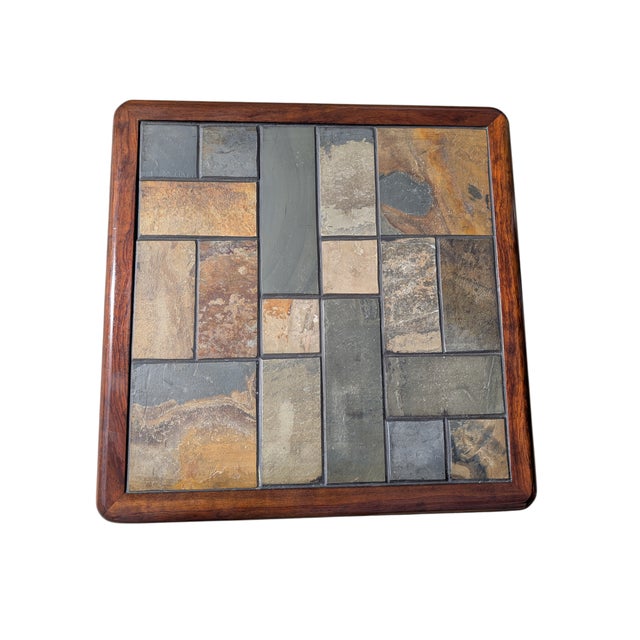 1970s Mid Century Slate Top Coffee Table After Sven Olsen For Sale - Image 4 of 4