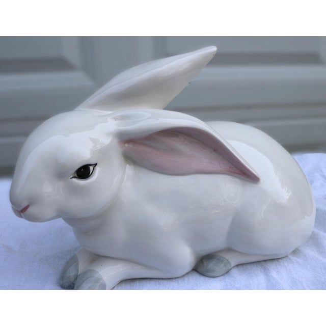 White Large Italian Ceramic White Bunny Rabbit Statue for Intrada For Sale - Image 8 of 13