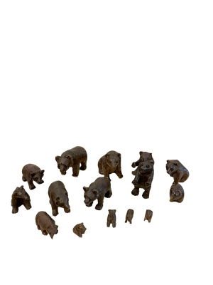 Small 19th Century Carved Oak Black Forest Bears, 1860s, Set of 15