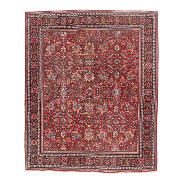 Antique Persian Mahal Rug, 11'01 X 13'07 For Sale