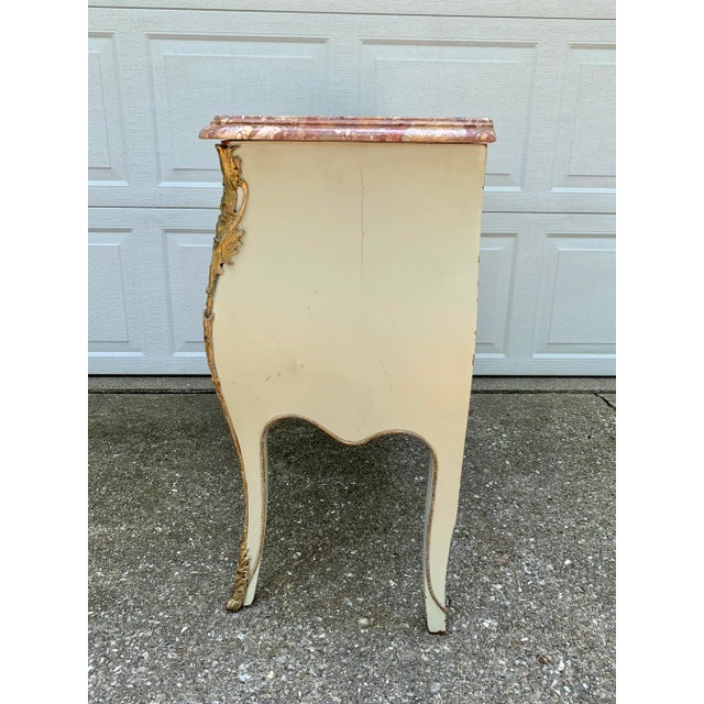 Antique French Louis XV Marble Top Bombay Chest Commode With Mounted Bronze Ormolu For Sale - Image 12 of 13