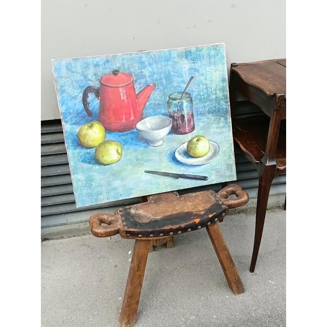 Old French Original Oil Painting 1960 For Sale In Miami - Image 6 of 12