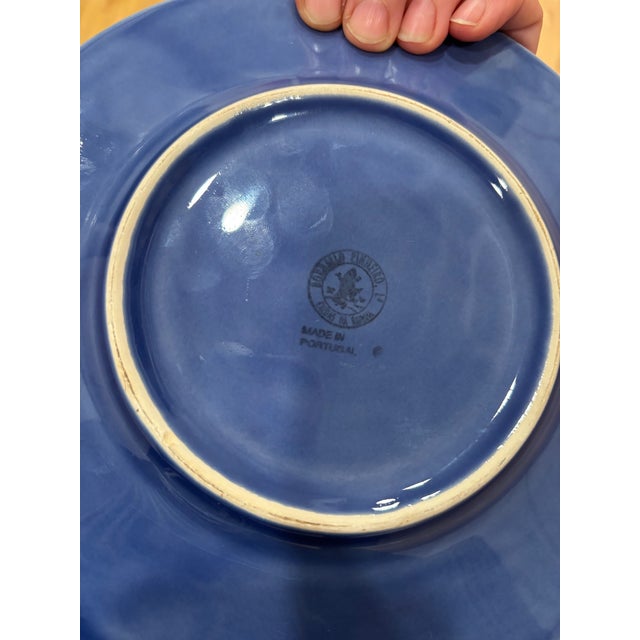 Ceramic 1980s Blue Bordallo Pineiro Salad/Dessert Plates - Set of Three For Sale - Image 7 of 8