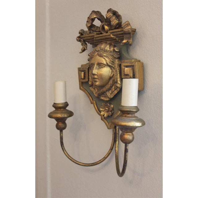 20th Century Neoclassical Wooden Double-Arm Sconce For Sale In New York - Image 6 of 6