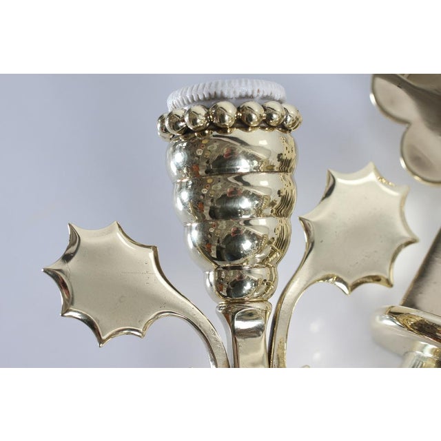 Gold Art Nouveau Wall Lights in Brass in the style of Thorvald Bindesbøll, Denmark, 1900s, Set of 2 For Sale - Image 8 of 16