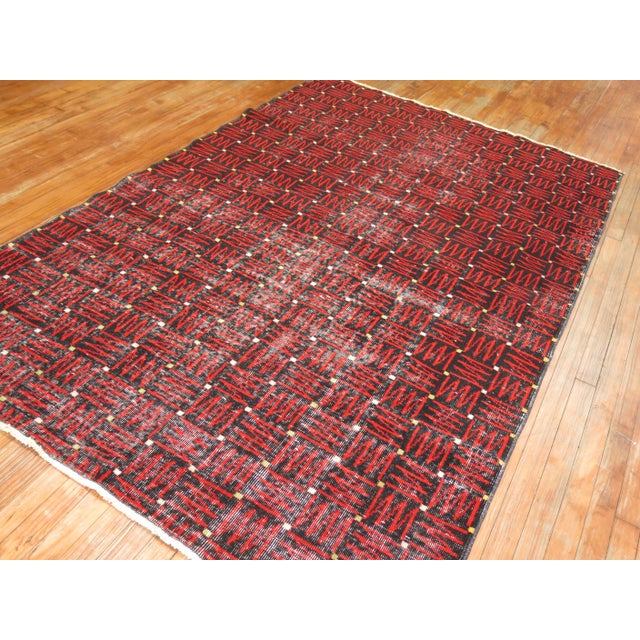 Black and Red Antique Deco Rug For Sale In New York - Image 6 of 6
