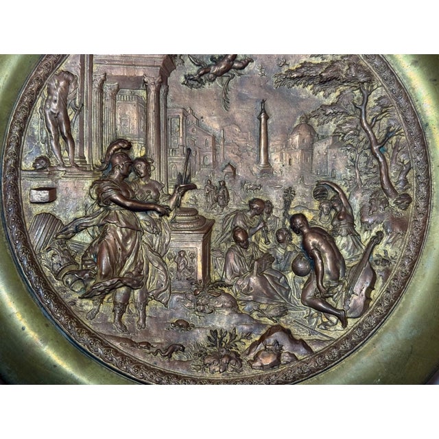 Antique 1800's Solid Bronze Brass Europe Relief Wall Plaque Figural Scene Statue For Sale - Image 11 of 12