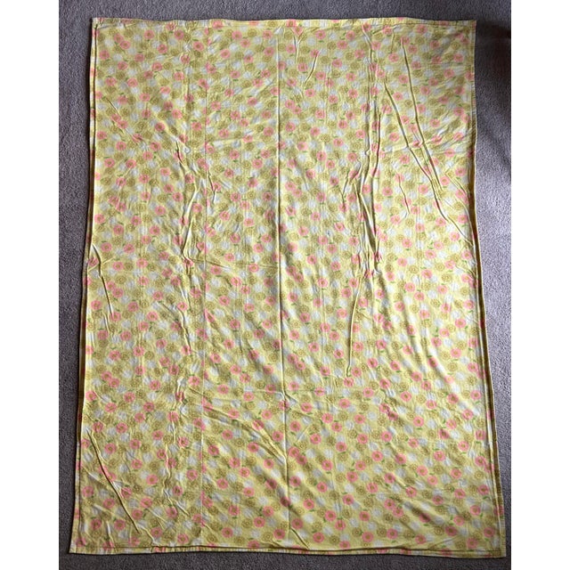 Yellow Vintage Cotton Patchwork Quilt Queen Size Flannel Backing 88” X 62” For Sale - Image 8 of 8