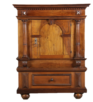 Small Baroque Walnut Cabinet with Drawers, 1700s