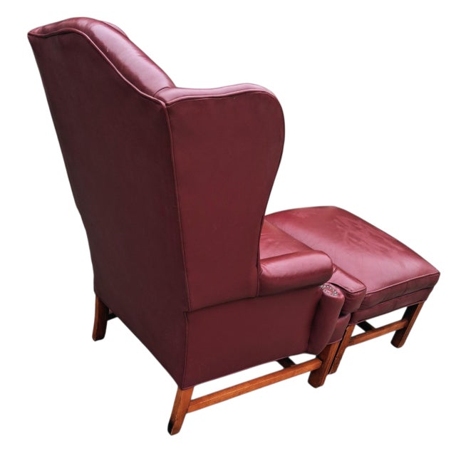 Emerson Vintage-Inspired 3-Piece Leather Living Room Set With a Tufted Chesterfield Sofa, a Classic Wingback Armchair & Rectangular Ottoman. For Sale - Image 4 of 12