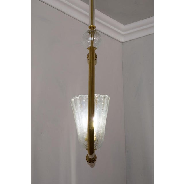 Mid-Century Modern Vintage Murano Glass Pendant with Brass Frame, 1930s For Sale - Image 3 of 11