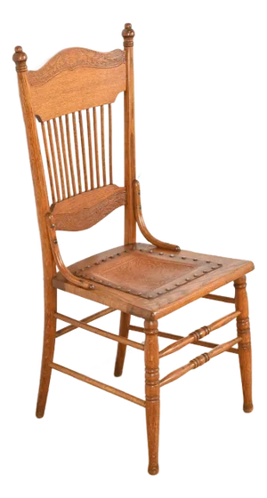 Antique American Carved Oak Pressed Back Spindle Dining Chair or Side Chair, Circa 1900