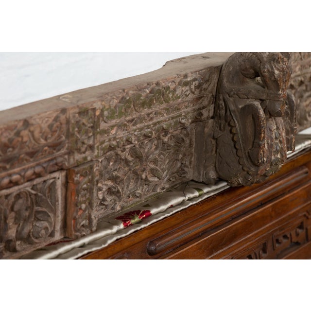 Stone Gray Indian Antique 19th Century Architectural Temple Molding with Carved Animals For Sale - Image 8 of 13