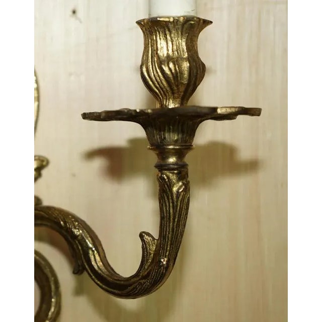 Large Vintage French Bronze Candle Wall Lights, 1920s, Set of 2 For Sale - Image 18 of 18
