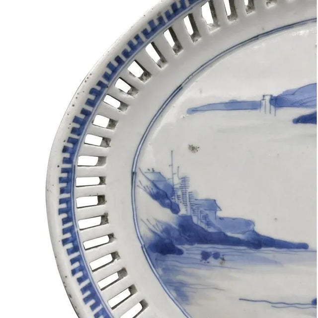 Japanese 19th Century Japanese Meiji Seto Porcelain Reticulated Plate For Sale - Image 3 of 6