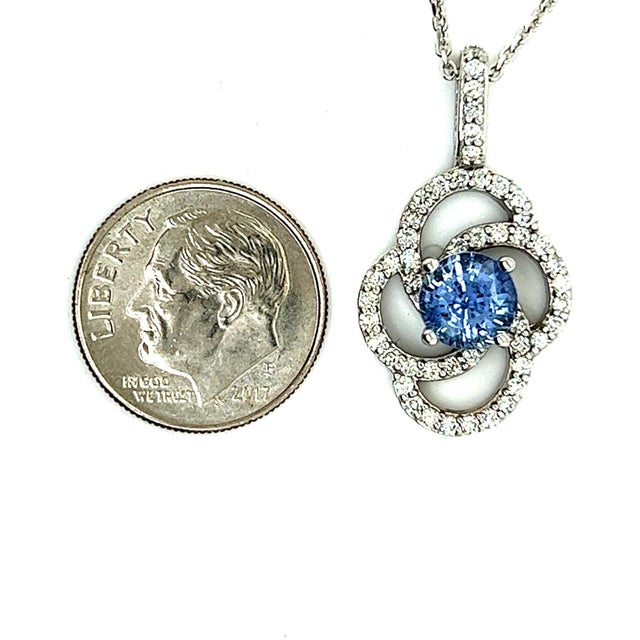 Natural Sapphire Diamond Pendant With Chain 17.5" 14k W Gold 2.17 TCW Certified $4,975 216663 MADE IN ITALY Nothing says,...