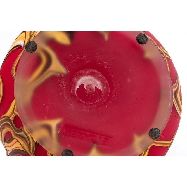 Glass Essie Zareh Signed Baijan Art Glass Jack in Pulpit Vase 17.75" Red Gold Mint For Sale - Image 7 of 7