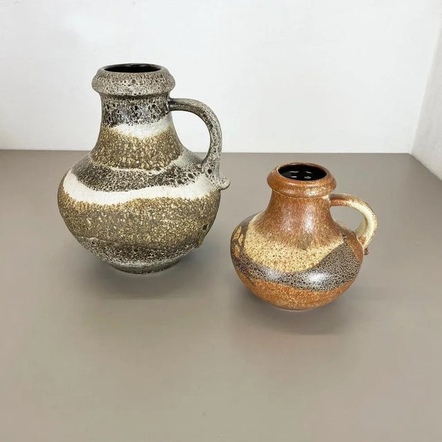 Multi-Colored Pottery Fat Lava Vases from Scheurich, Germany, 1970s, Set of 2 For Sale - Image 3 of 18