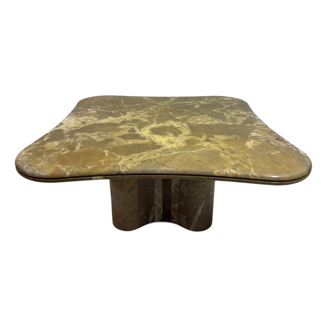 Italian Biomorphic Square Marble Table, 1970s For Sale
